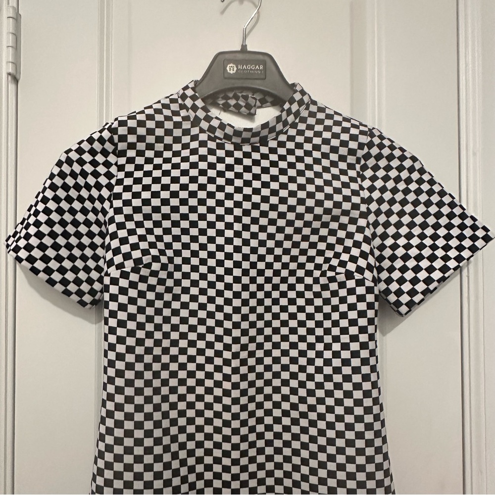 Checkered Black & White Open-Back Mini Dress Zara XS - Picture 6 of 6